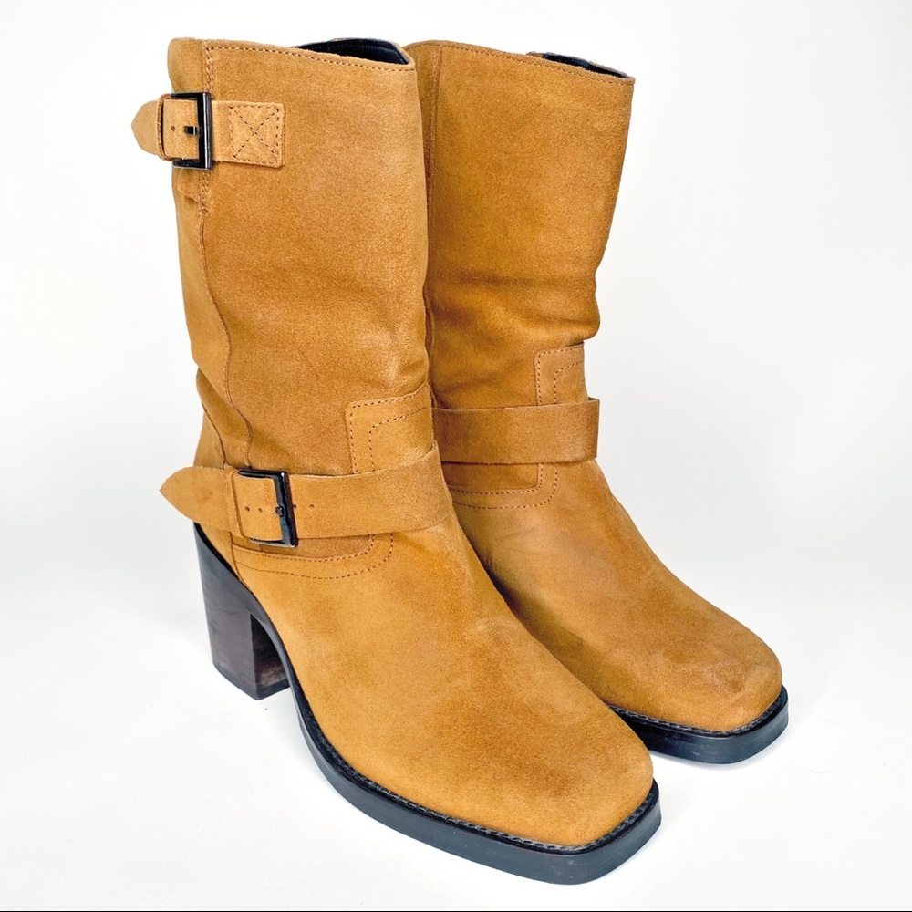 Intentionally Blank Boots Brown Heeled Square Toe